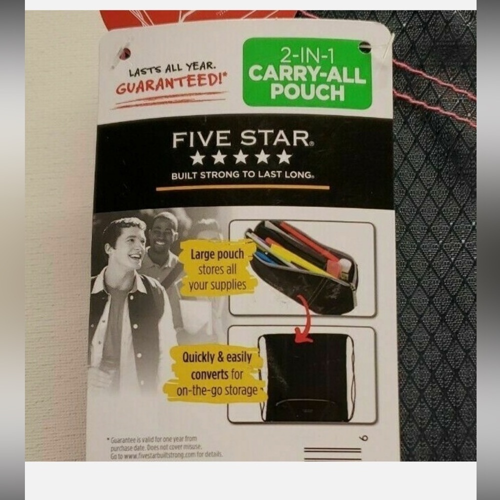 Five Star Black and Pink Carry-All Pouch 009 - Picture 3 of 3